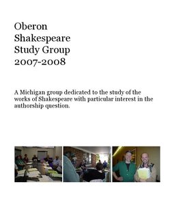 Oberon Shakespeare Study Group 2007-2008